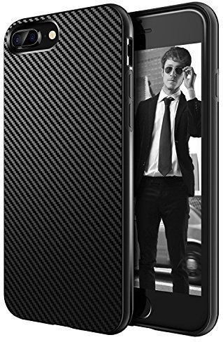 AVANA Schutzhülle Kompatibel mit iPhone 8 Plus, iPhone 7 Plus Hülle Slim Case Schwarz Bumper Silikon TPU Schale Kratzfest Kohlefaser Cover Carbon Optik