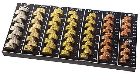 VASCHETTA PORTAMONETE VASSOIO DIVIDI EURO CONTA SOLDI DISPENSER ABS PER CASSA