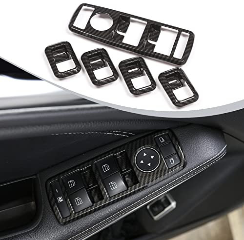Rahmenverkleidung für Autofenster-Heber, Carbon-Faser, ABS, Rahmenverkleidung, für Benz C Klasse W204 10-14 B-Klasse 12-15 A Klasse 13-14, 5 Stück