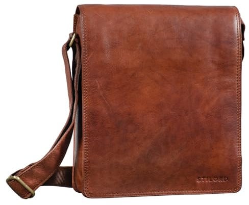 STILORD 'Lars' Vintage Umhängetasche Leder Herren Hochformat für 13,3 Zoll Tablet MacBooks und iPad Schultertasche Herrentasche Messenger Bag Echtleder, Farbe:maraska - braun