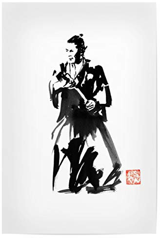 artboxONE Poster 30x20 cm Menschen Start of The Fight hochwertiger Design Kunstdruck - Bild Samurai Katana Kimono