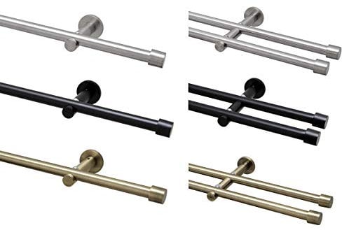 Garduna Gardinenstange Ø 16mm 1-Lauf Edelstahl-Look Metall, 400cm (2x200cm)