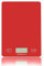 Balance de cuisine numérique en verre trempé avec grande plate-forme et écran LCD rétroéclairé, design fin, piles incluses, 5 kg (rouge)