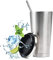 flintronic 500ML(17oz) Edelstahl Becher Kaffeebecher mit Strohhalm, Thermobecher Reiseflasche mit Spritzfestem Deckel,Trinkflasche Vakuumisolierte Tasse Kaffee to Go- Silber (mit 1 Becherbürste)