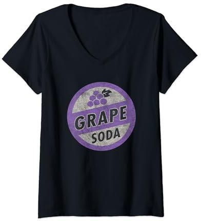 Womens Disney Pixar Up Grape Soda Bottle Cap Pin V-Neck T-Shirt