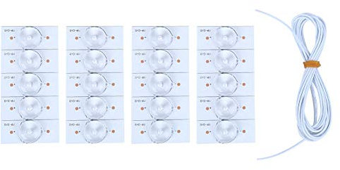 20 Stück LED-Perle, Hochleistungs-SMD-Lichtperlen-Glasfaserplatten-Optiklinsenfilter mit Leitung 6 V für TV-Reparaturen(20PCS)