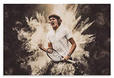 LKJHLK Alexander Zverev Poster, Tennis-Sport-Poster, Wanddekoration, Leinwand-Kunstdruck für Büro, Schlafzimmer, Zuhause, Wohnheim, Geschenk für Jungen, Mann, 40 x 60 cm