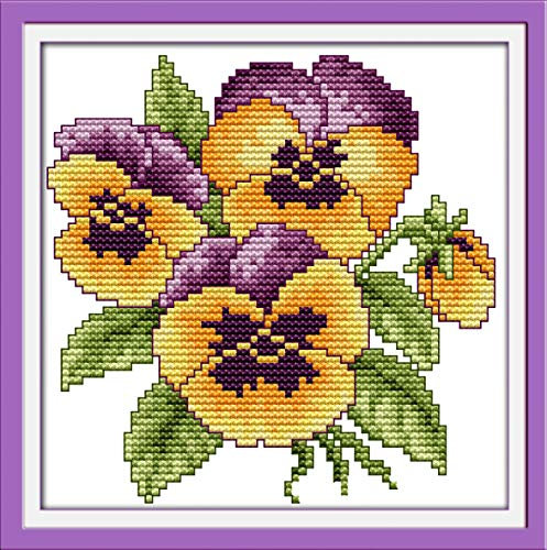 Kreuzstich Stickpackungen Vorgedruckt, OWN4B Die Blume des Glücks Bilder 11CT 8,3x8,3 Zoll DIY Stickpackung Set