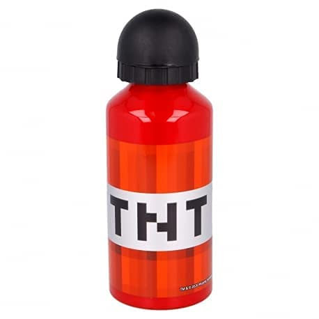 ILS I LOVE SHOPPING Borraccia Scuola Bottiglia Sport in Alluminio per Bambini 400ml con beccuccio retraibile (per Minecraft TNT)