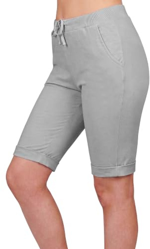 Love My Fashions® Plain Shorts for Women 3/4 Italian Magic Shorts Soft & Stretchy Knee Length Capri Cropped Trousers Elastic Waist Drawstring with Side Pockets Casual Summer Wear