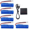 5PCS 3.7V 650mah Batterie au Lithium avec Chargeur 5 en 1 pour SYMA Q9 H126 H131 H118 RH701 Bateau télécommandé Bateau à Grande Vitesse Jouet Bateau électrique Bateau à Eau modèle de Bateau
