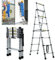 Telescoping Ladder 1.93M/6.5FT A-Frame Aluminum Extension Ladder Multi-Purpose Adjustable Folding Ladder with Convenient Handgrip Safety Lock EN131 Safe Standard for Household Daily-330lb Capacity