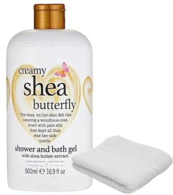Treacle Moon Creamy Shea Butterfly Shower & Bath Gel (500ml) with Bath Washcloth (Unscented)
