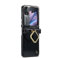 UFinetech Cover OPPO Find N2 Flip, Antiurto Anello Cinturino Supporto Protettiva Custodia Cover OPPO Find N2 Flip 5G, Pelle TPU Bumper Antigraffio Rigida Pieghevole Magnetica Protezione Case, Nero