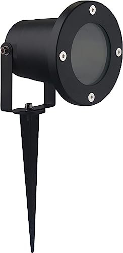 Damastoreitalia Faretto da Esterno con Picchetto Orientabile GU10 – Spot LED da Giardino IP65 in Alluminio – Proiettore per Piante, Alberi, Aiuole – 220V (Nero - GU10)