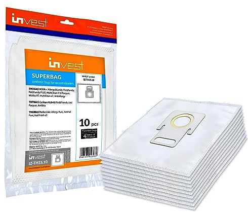 Staubsaugerbeutel kompatibel mit Thomas AQUA+: Allergy&Family, Pet&Family, Pet&Family PLUS, MultiClean X10 Parquet, Mokko XT, MultiClean x7 - Filtertüten Ersatz, 10 St.