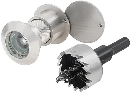 HOJLKLD Türspion, Türspion, massives Messing, 220-Grad-Guckloch mit 3,8 cm Bohrer für 3,8 cm bis 5,4 cm Türen, Türspion mit Sichtschutzabdeckung (satiniertes Nickel)