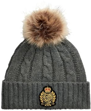 Ralph Lauren Wollmütze mit Bommel, Grau