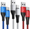 USB C Cable(2M 3-Pack),USB to USB C Fast Charging Cable Braided,QC 3.0 USB Type C Charger Cable Fast Charge Compatible with Samsung Galaxy S20 FE S21 S22 S23 S10,A51 A71,Google Pixel 8 7,PS5,Switch