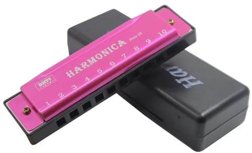 Mundharmonika-Instrument mit 10 Löchern, Anfänger, Lernen, Musikinstrument, Geschenk, Kupferkern, Harz, Mundharmonika (Rosa)