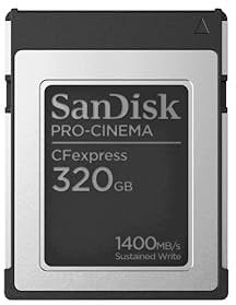 SanDisk 320GB PRO-CINEMA Cfexpress Type B, up to 1500 MB/s write, up to 1700 MB/s read speeds, Flawless 8K video capture