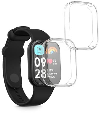 kwmobile 2X Schutzhülle kompatibel mit Xiaomi Smart Band 8 Pro/Smart Band 9 Pro Hülle - Fullbody Cover Set aus Silikon - Transparent