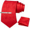 JEMYGINS Herren Paisley Krawatten set mit Krawattenklammer und Einstecktuch,Rot