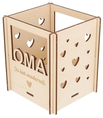 Spruchreif | Teelichthalter aus Holz mit Motiv | Teelichtständer mit Gravur | 7 teilig | Kerzenhalter | Tischdeko | Windlicht | Gravur Geschenk Oma | Muttertag | Beste Oma