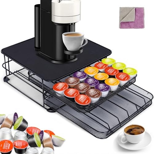 MASTERTOP Kaffee Kapselhalter,2-Tier Kaffeekapseln Aufbewahrung von 72 Dolce Gusto Kapseln,Kapselständer Kapselspender mit Rutschfeste Oberfläche,Aufbewahrungsbox Schublade für Dolce Gusto,Schwarz