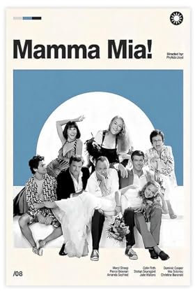 Filmposter Mamma Mia!, Leinwand-Poster, Schlafzimmer, Dekoration, Sport, Landschaft, Büro, Raumdekoration, Geschenk, ungerahmt, 30 x 45 cm