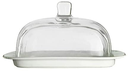 Beurrier Base en céramique couvercle en verre boîte à beurre couvercle à fromage couvercle à dessert bac à légumes, beurrier ménager beurre polyvalent Décoration de cuisine