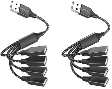 MOGOOD USB Splitter, 4 in 1 USB Cable,USB Hub USB to USB Adapter,Multi-Socket USB Splitter,USB to 4 USB Female Cable Converter Multi USB Ports USB Power Extension Cord for PC/Car/Laptop/U Disk/TV