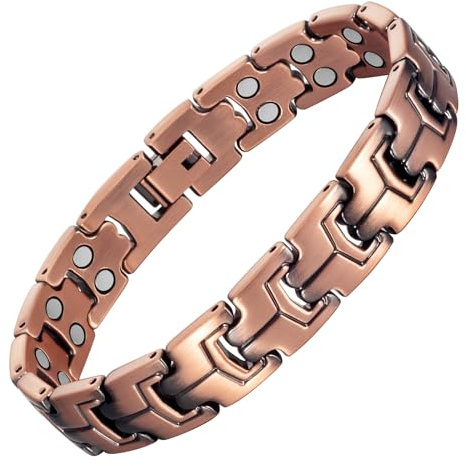 YINOX Superstarkes magnetisches Kupferarmband für Herren, klassisches zweireihiges magnetisches Kupferarmband, enthält 18 NdFeB-Magnete und eine hochwertige Geschenkbox (19 cm) (A)