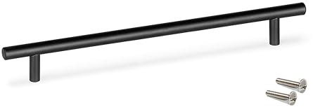 Emuca - Lot de 10 poignées pour meubles Orlando, L210mm, entraxe 160mm, Acier, Peint en noir
