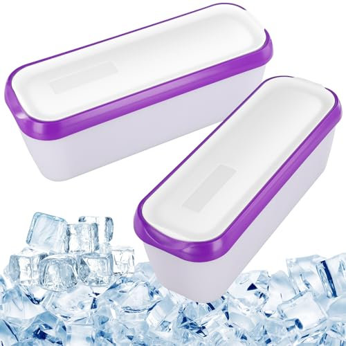 Eisbehälter für Speiseeis 2 Stück 1.5 L Eis Aufbewahrungsbehälter Gefrierdosen Hausgemachte Eiscreme Behälter Mit Deckel Stapelbare Wiederverwendbare Eis-Container BPA-frei für Joghurt Speiseeis