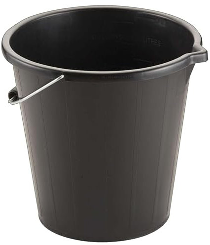 Strong Black 14 Litre Plastic 3 Gallon Bucket With Metal Handle & Pouring Spout For Home, Garden & DIY (3)