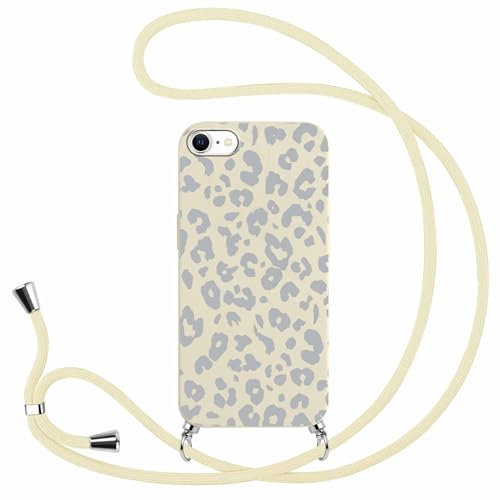 Pnakqil Handykette Hülle mit Kette für Apple iPhone 8/7/SE 2020/SE 2022 4,7 Handyhülle,Leopardenmuster Design Necklace Case mit Kordel zum Umhängen Silikon Schutzhülle Cover Schnur,8