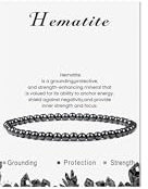 LOCCY Echtes Naturstein Armband für Damen, 4mm Perlenarmband Yoga Armband für Muttertag Geburtstag Valentinstag Geschenke für Mama Tochter Oma Enkelin Schwester (Hämatit)