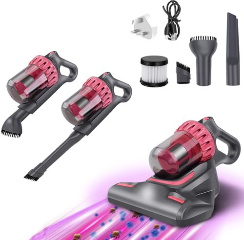 Milbensauger für Matratzen, 10Kpa Matratzenreiniger mit Staubmilben-Sensor und UV-Licht, entfernt 99,9% Allergene von Betten, Sofas, Tierhaare, Handstaubsauger Milbenstaubsauger für Matratzen