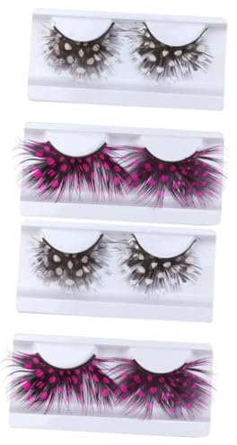 Beatifufu 4paires Faux Colorés Plumes Roses Pour Cosplay Réutilisables Et Légers Pour Maquillage De Fête Et Spectacle