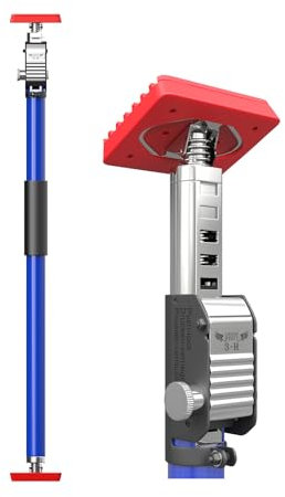 3-H Türspanner Zargenspanner, Teleskopstützen 75-133cm bis 50kg, Türzargenspanner Einhandstütze, Montagestütze Höhenverstellbar Stufenlos Türspreizer bis 45°, Stahl Baustütze Teleskopstange (blau)