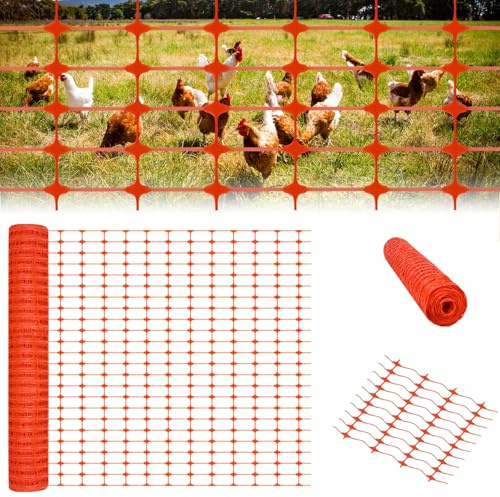 ACXIN Absperrzaun 1 x 50m – Schutznetz mit 75 x 35mm Maschenweite – Weidezaun, Geflügelnetz, Begrenzungszaun, Hundezaun, Warnnetz für Garten & Baustelle, Orange (1 Rolle)