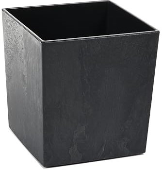 Tymar Maceta, macetero, macetero, maceta de plástico, grande, cuadrado, brillante, jardín, balcón, terraza, casa (hormigón negro, 40 x 40 cm)