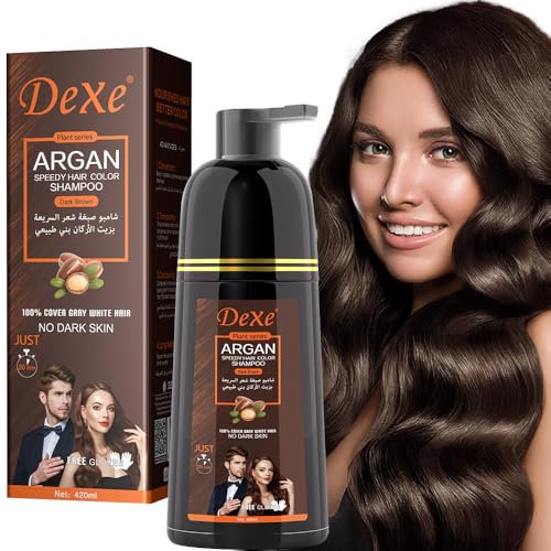 Instant Black Hair Shampoo 420ml - Semi-Permanente schwarze Haarfarbe Shampoo für natürliches Haar, hält 30 Tage, schnell wirkende Formel für Männer & Frauen (Dark Brown, 420ml)