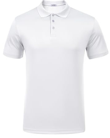 PINSPARK 1/3er Pack Herren Polo Shirts Atmungsaktiv Golf Tennis Polohemd Schnelltrocknend Kurzärmliges Sport Shirts Winter Outdoor Laufshirt Weiß L (1 Stück)