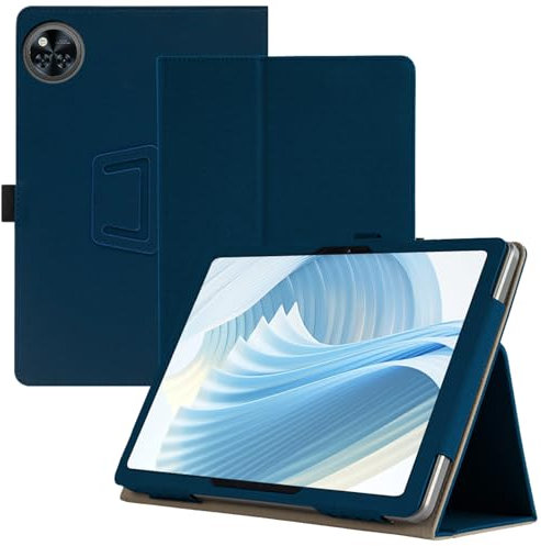 Haofun Funda Compatible con DOOGEE U11/U11 Pro/TECLAST P50/P50S, Cover PU Protector con Soporte Multiángulo, Ultra Delgada Anti-Caída Case con Correa para la Muñeca, Azul