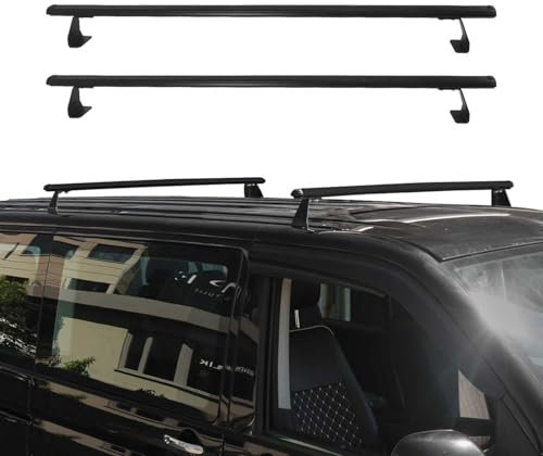 OMAC Dachträger Grundtäger kompatibel mit VW Multivan T7 2022-2025 Aluminium 75kg Schwarz 2tlg Fixpunkte für Fahrradträger, Dachboxen, Skiträger Verstellbar