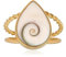 Cavill Shiva Auge Ring vergoldet Tropfenform Silberring Bali Barong 925 Sterling Silber elegante Muschelstruktur natürlicher Stil 16x12mm Edelstein Goldfarbe