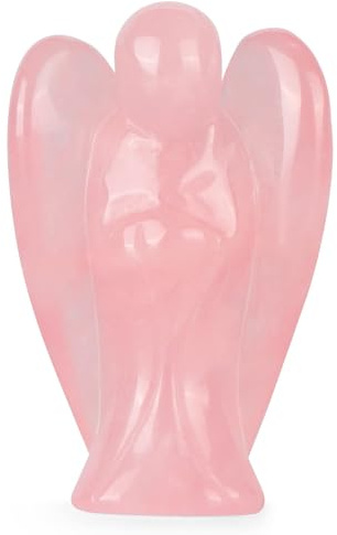 Figura de Ángel de la Guarda de Cuarzo Rosa - Ángel de Cuarzo Rosa de Cristal - Regalo de Gema de Amor y Sanación - Figura de Reiki de 3,8 x 1 cm para Meditación, Protección y Equilibrio Emocional