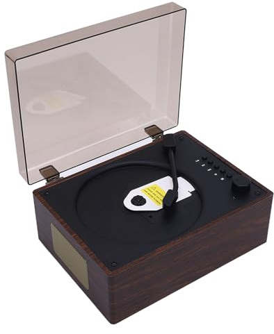 SUNGOOYUE Suitcase CD Player with Stereo Speakers, USB SD Playback Remote Control Wooden Desktop CD Player for Home Office (Walnut Color)